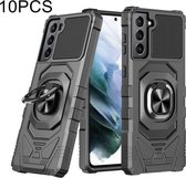 Voor Samsung Galaxy S21+ 5G 10 PCS Union Armor Magnetische PC + TPU Shockproof Case met 360 Graden Rotatie Ring Houder (Zwart)