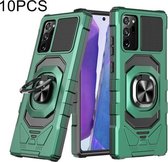 Voor Samsung Galaxy Note20 10 PCS Union Armor Magnetische PC + TPU Shockproof Case met 360 Graden Rotatie Ring Houder (Dark Night Green)