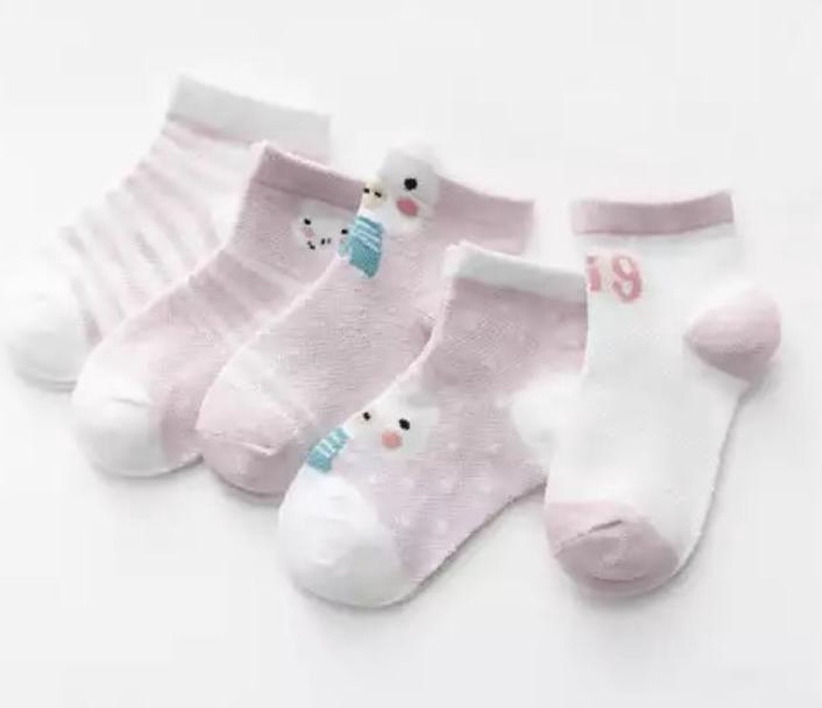 5 paar New born Baby sokken - set babysokjes - 0-6 maanden - Roze Babysokken - Varken - Pig - Multipack - Dierensokken - Kraamcadeau voor Jongen of Meisje - Babyshower Cadeau - Kraammand
