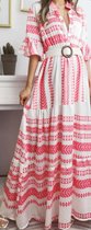 Lange jurk met riem | roze | one size