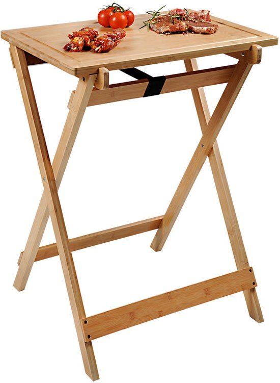 Grillmeister - Table d'appoint pliable - Bois FSC® - Table d'appoint pour la maison ou BBQ - Table pliante pour barbecue - Dimensions 60x45x79 Cm