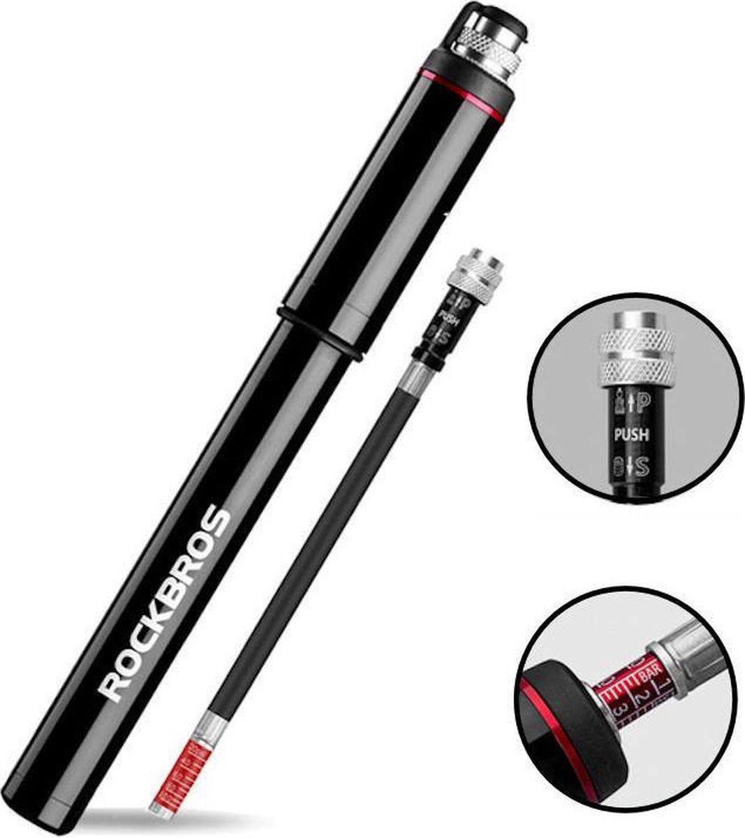 Decopatent® PRO Fietspomp MINI - High Pressure 150 Psi - Schrader & Prest Ventielen - Fietspompen Racefiets - Fiets - Mtb - Ebike
