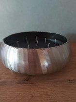 Rasteli - Kaars met 9 wieken - aluminium - pot op voetjes - Zilverkleurig