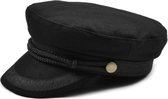 Schipperspet Zwart Kant Zeemanspet Pet Petje Hoed Sailor Cap Hat Vissershoedje - Kledingmaat: One size