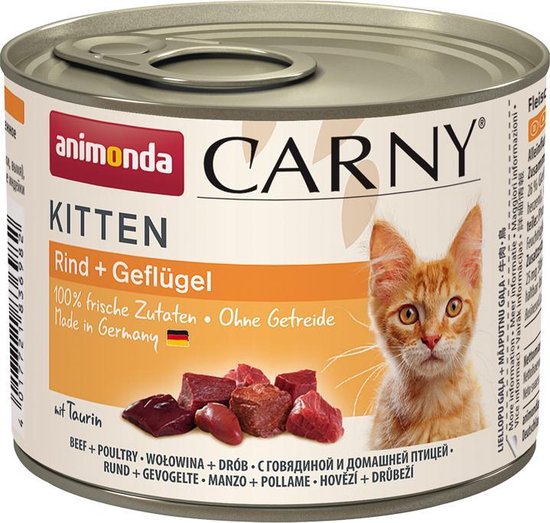 Animonda Carny kitten Rund + Gevogelte 6 x 200 gram -Natvoer-kattenvoer-