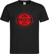 Zwart T-Shirt met “ Legend sinds 1971 “ print Rood  Size XXL