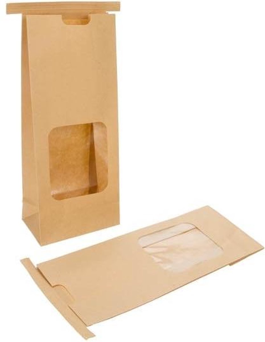 Goedkoopste Blokbodemzakken Tin Tie Sluiting Bruin 108x64x267mm - 100 st
