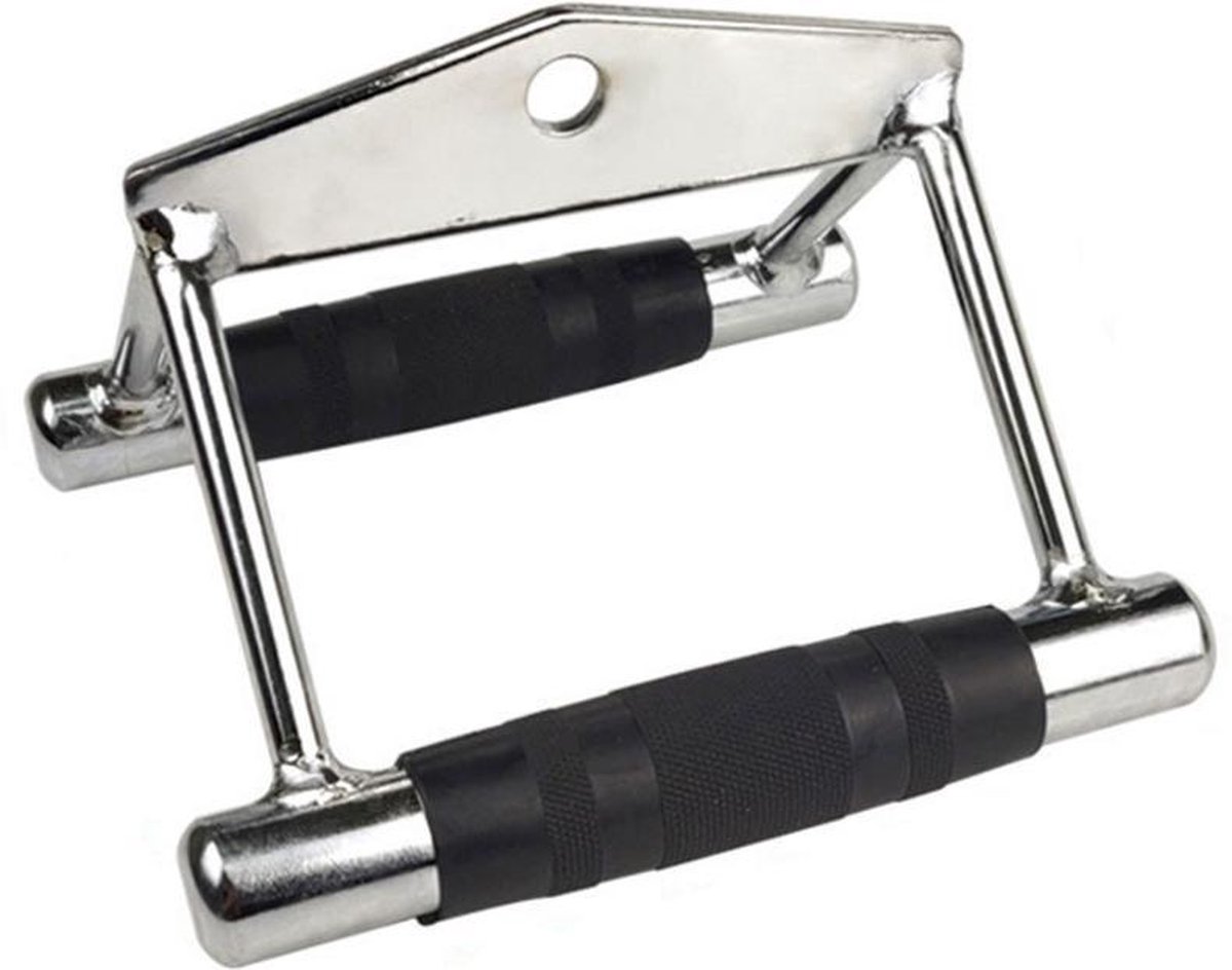 DW4Trading Dubbele Roeigreep - Anti Slip - Cable handle voor Lat Pulley - V-Handle - Verchroomd Massief Staal