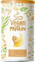 Vegan Protein | Pindakaas-banaan | Plantaardige proteinen mix van gekiemde rijst, erwten, lijnzaad, amaranth, zonnebloempitten, pompoenzaad | 600g eiwit poeder met natuurlijke pind