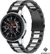 Stalen Smartwatch bandje - Geschikt voor Strap-it Samsung Galaxy Watch 46mm stalen bandje - zwart/zilver - Strap-it Horlogeband / Polsband / Armband
