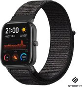 Nylon Smartwatch bandje - Geschikt voor  Xiaomi Amazfit GTS nylon band - zwart - Strap-it Horlogeband / Polsband / Armband