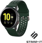 Siliconen Smartwatch bandje - Geschikt voor Strap-it Samsung Galaxy Watch 41mm / 42mm siliconen bandje met gaatjes - legergroen - Strap-it Horlogeband / Polsband / Armband