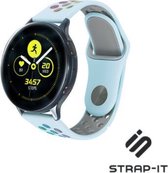 Siliconen Smartwatch bandje - Geschikt voor  Samsung Galaxy Watch sport band 41mm / 42mm - lichtblauw kleurrijk - Strap-it Horlogeband / Polsband / Armband