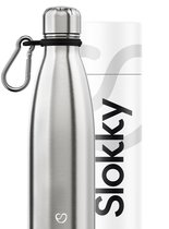 Slokky - Stainless Steel Thermosfles & Mono Black Karabijnhaak - 500ml