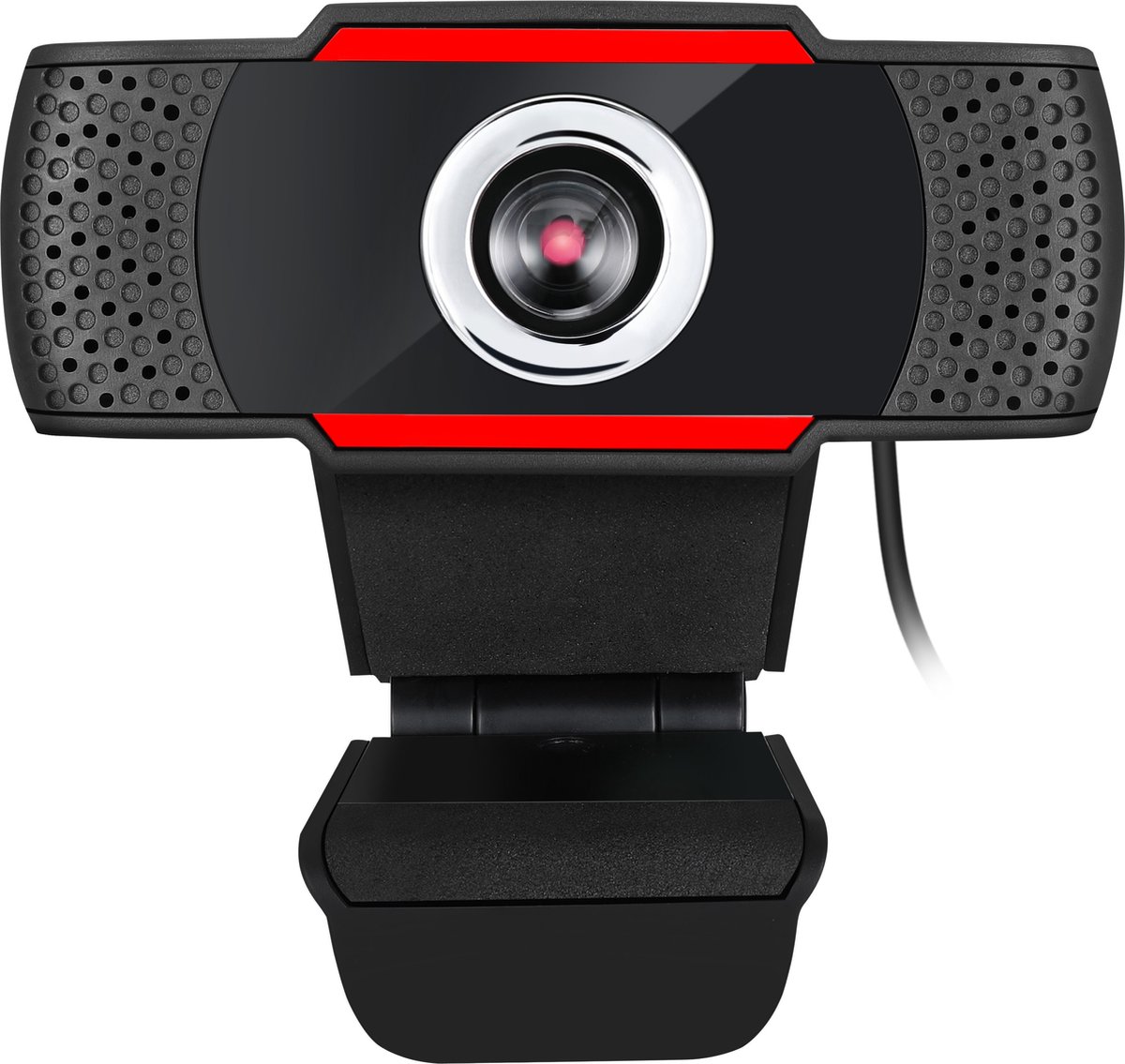 Adesso CyberTrack H3 Webcam 720p HD - Met Microfoon - Plug & Play - Zwart/rood - Auto Focus Lens - Verstelbaar - Voor Windows Mac en Android - 1.3 mega pixel