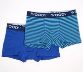 Woody boxer jongens - streep - blauw - duopack - 212-1-CLD-Z/018 - maat 164