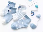5 paar New born Baby sokken - set babysokjes - 0-6 maanden - blauwe babysokken - multipack - dierensokken - beestenboel