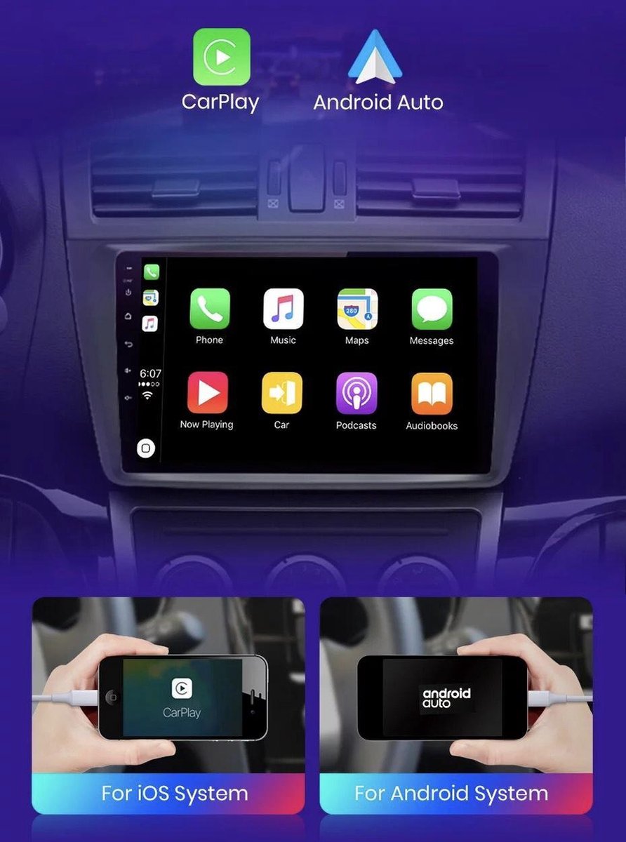 CarPlay Mazda 6 2007-2014 Android 10 navigatie en multimediasysteem autoradio bluetooth USB WiFi 1+16GB