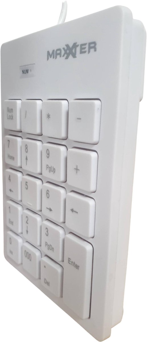 Numeriek USB Toetsenbord - 19 toetsen - MaxXter - Wit of Zwart