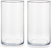 Set van 2x stuks bloemenvazen van glas 17 x 30 cm - Glazen transparante cilinder vazen