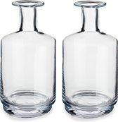 Set van 2x stuks bloemenvazen flesvorm van glas 17 x 28 cm - Glazen transparante vazen