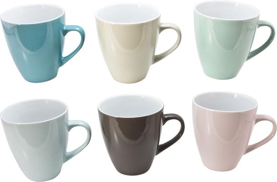 Grandes tasses à café - Tasses à thé - 6 pièces - Colorées - 500ml