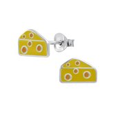 Joy|S - Zilveren kaas oorbellen - geel - 9 x 6 mm