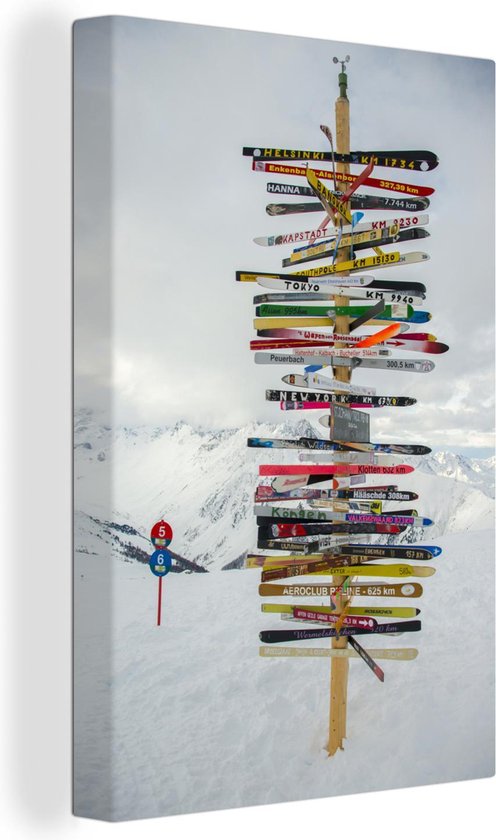 Canvas Schilderij Tirol - Ski - Sneeuw - 40x60 cm - Wanddecoratie