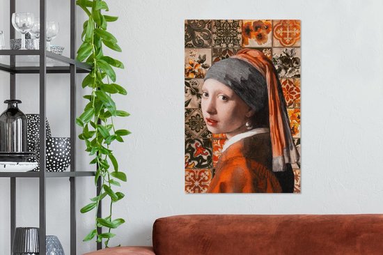 Canvas schilderij 40x60 cm - Wanddecoratie Meisje met de parel - Johannes Vermeer - Olieverf - Muurdecoratie woonkamer - Slaapkamer decoratie - Kamer accessoires - Schilderijen op canvas