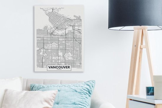 Toile Peintures Carte - Vancouver - Canada - Simple - 30x40 cm - Décoration murale