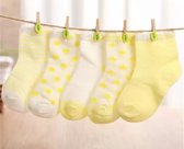 5 paar New born Baby sokken - set babysokjes - 0-6 maanden - gele babysokken - multipack