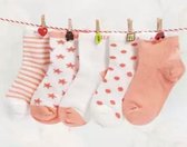 5 paar New born Baby sokken - set babysokjes - 0-6 maanden - roze babysokken - multipack