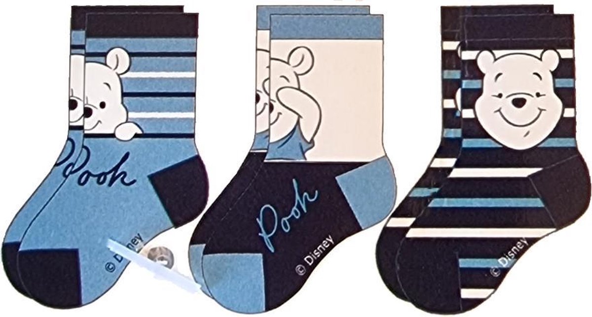Disney Winnie de Poeh Babysokken Blauw - Maat 86/92 - 3 Paar