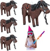 Relaxdays 4 x pinata paard - meisjes - kinderen - leeg - paarden piñata - pony - decoratie