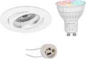 Mi-Light MiBoxer - LED Spot Set GU10 - Smart LED - Wifi LED - Slimme LED - 4W - RGB+CCT - Aanpasbare Kleur - Dimbaar - Prima Aerony Pro - Inbouw Rond - Mat Wit - Kantelbaar - Ø82mm