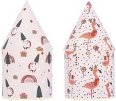 House Of Seasons Kerstlantaarn 11 X 21 Cm Papier Wit 2 Stuks