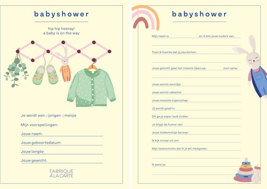 Fabrique a la Carte Babyshower Invulkaarten - 15 Stuks - A5