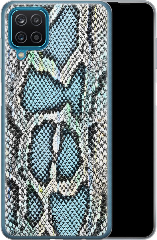 Coque Samsung A12 - Bébé Snake bleu | Samsung Galaxy A12 | Étui en Siliconen TPU | Coque arrière pour téléphone Transparent