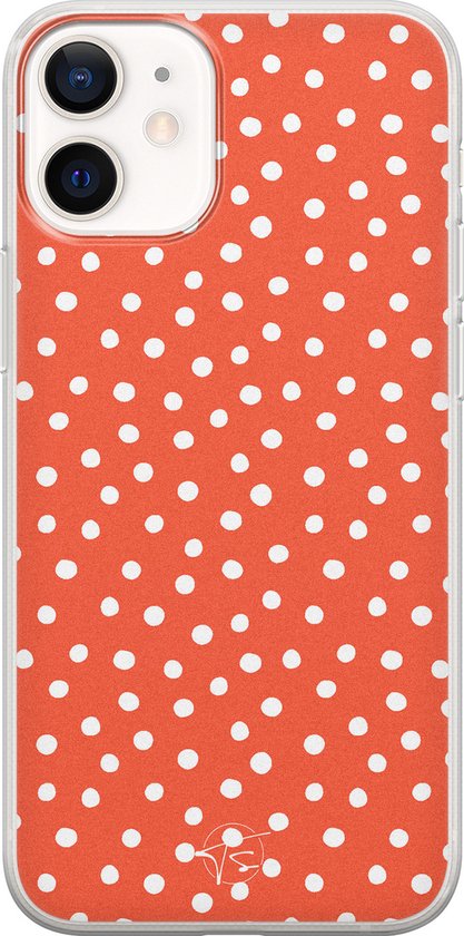 iPhone 12 mini - Pois Oranje | Apple iPhone 12 Mini | Étui en Siliconen TPU | Coque arrière pour téléphone Transparent