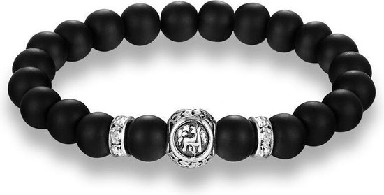 Stier / Taurus Kralen Armband Heren Dames - Astrologie - Sterrenbeeld - Zwart - Armbanden - Cadeau voor Man