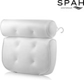 SPAH Amsterdam Badkussen Voor In Bad - Luxe Badkussen 3D - Nekkussen Voor In Bad - Hoofdkussen Met Zuignappen - Bad / Jacuzzi Hoofdkussen- Wasbaar - Wit - Spa Ervaring