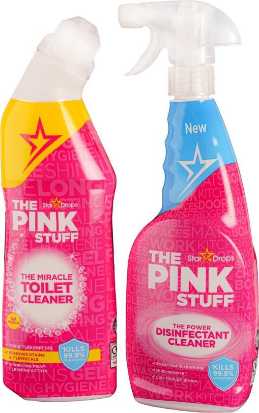 Stardrops The Pink Stuff - Toilet Cleaner - Ontsmettingsmiddel - 2 Pack - Voordeelpakket - Met Gratis H.R.101 Schoonmaakdoekje