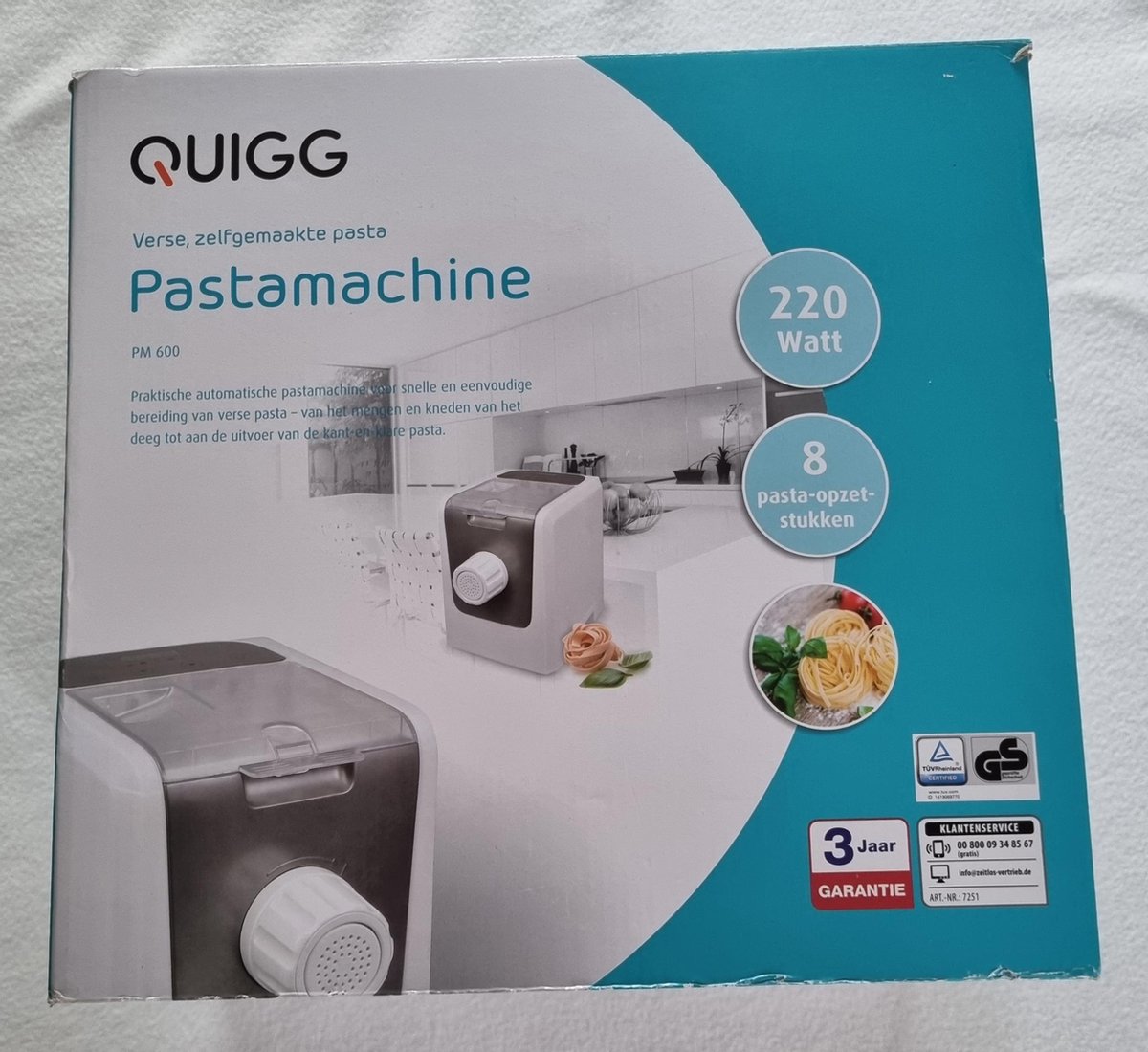 Quigg pastamaker electrisch PM 600, mooi cadeau voor vaderdag! | bol.com