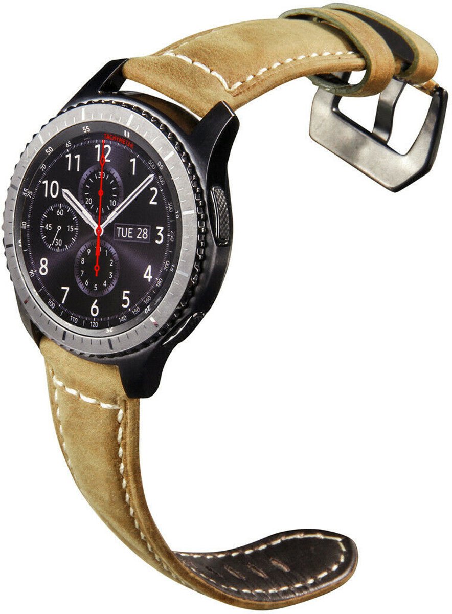 Geschikt voor Samsung Galaxy Watch leren bandje - beige - 41mm / 42mm