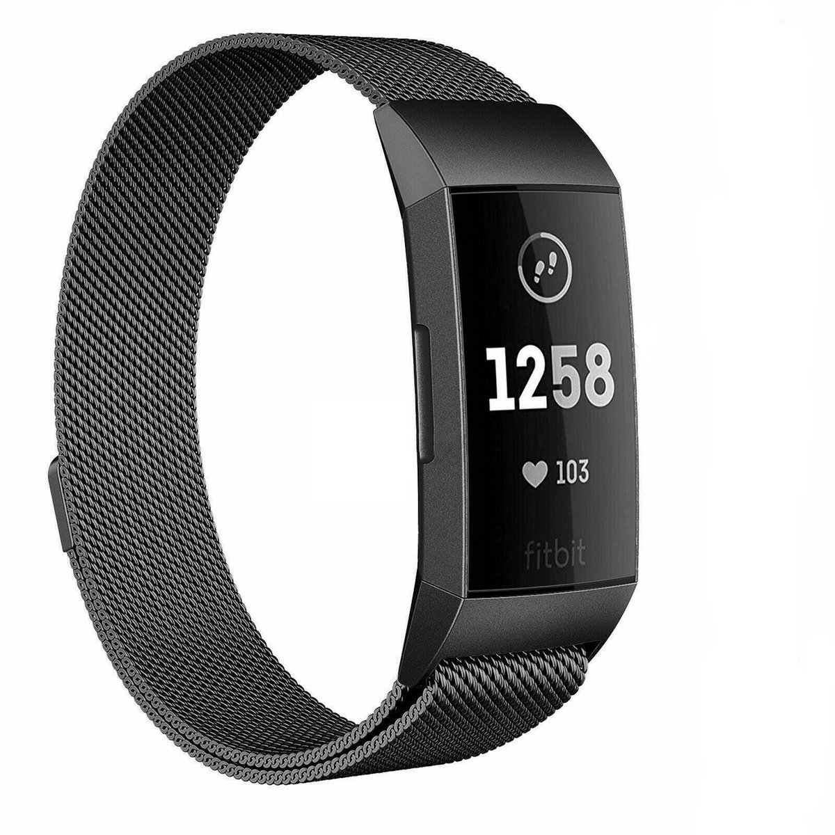 Geschikt voor Fitbit Charge 4 Milanese band - zwart - Small