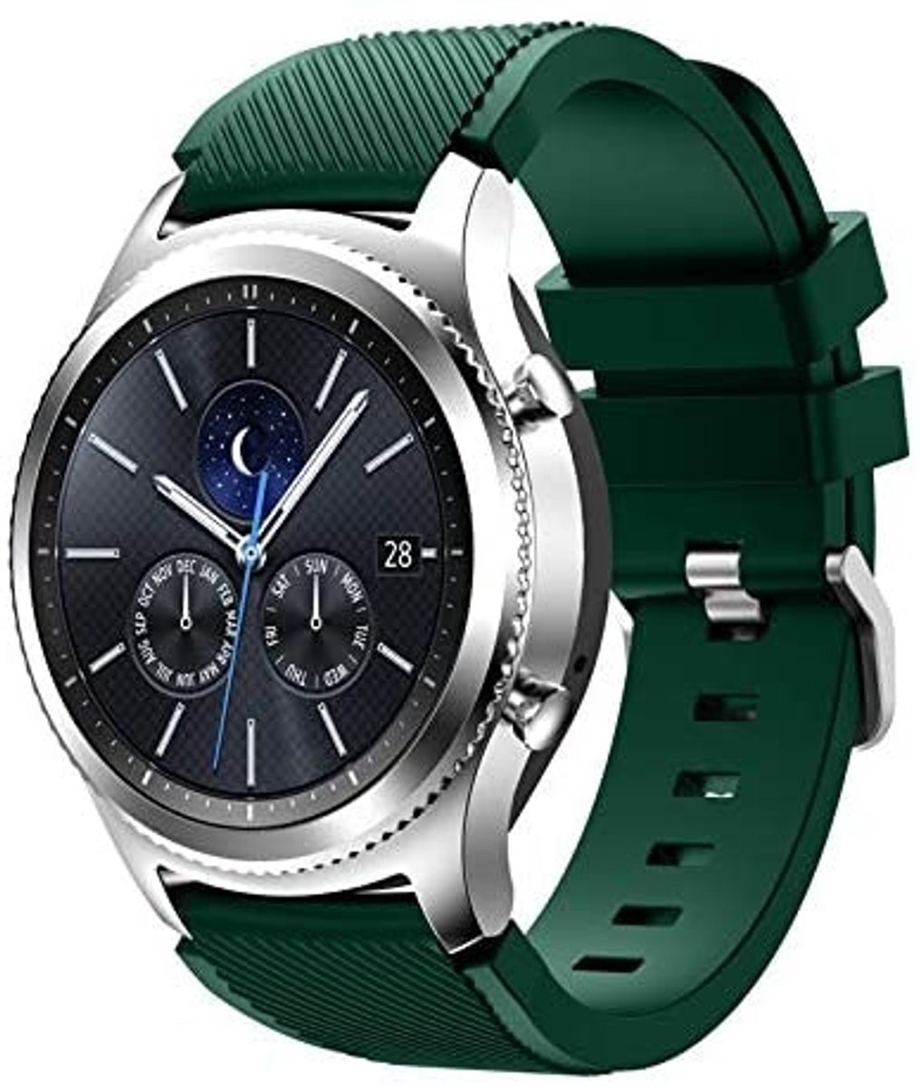 Geschikt voor Samsung Gear S3 siliconen bandje - legergroen - 46mm
