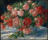 Kunst: Pioenrozen van Pierre-Auguste Renoir. Schilderij op aluminium, formaat is 100X150 CM