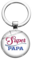 Super Papa - Sleutelhanger - Wit - Key Ring - Vaderdag Cadeautjes - Vaderdag Kados - Papa Cadeau - Vader Cadeau - Vader Cadeautje - Valentijnsdag voor Mannen - Valentijn Cadeautje