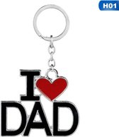 I Love Dad - Sleutelhanger - Key Ring - Vader Cadeau - Vader Cadeautje - Papa Cadeau - Valentijnsdag voor Mannen - Valentijn Cadeautje voor Hem - Valentijn Cadeautje Vrouw