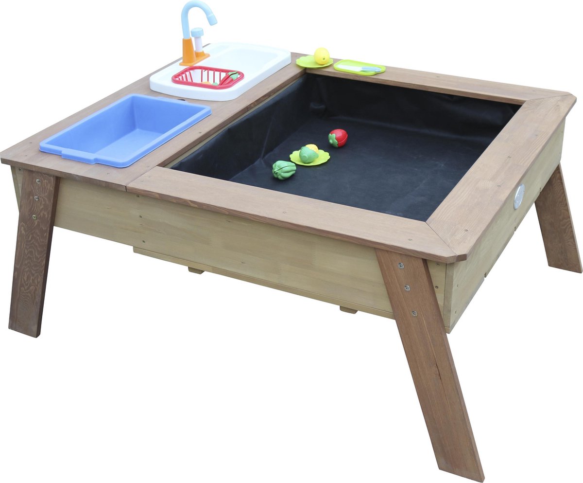 AXI Linda Zand & Water Tafel met Speelkeuken wastafel Bruin - Parasol Blauw/wit — afbeelding 12